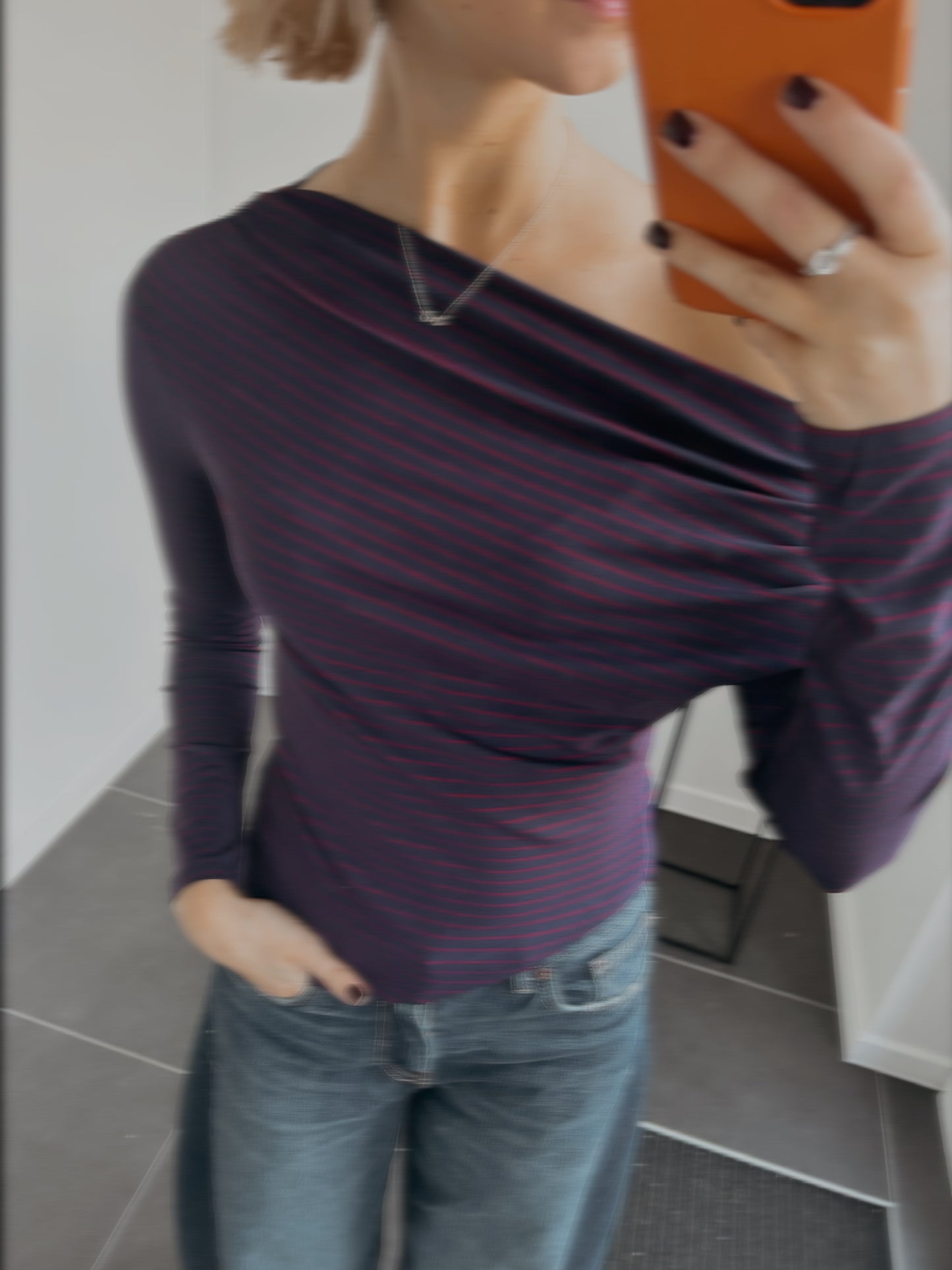 One shoulder striped top