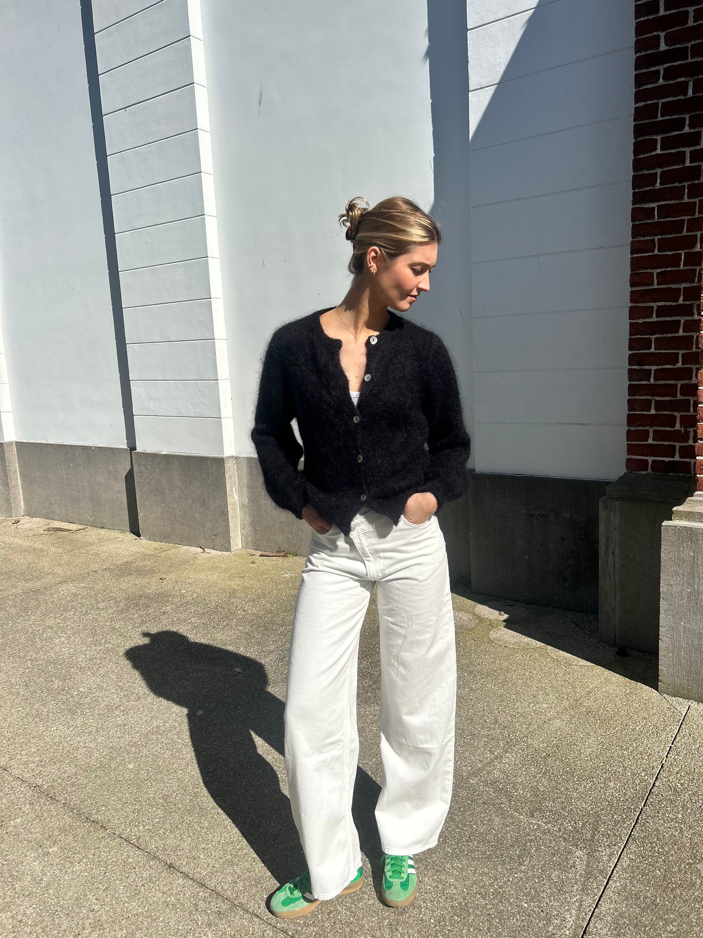 White jeans with cross