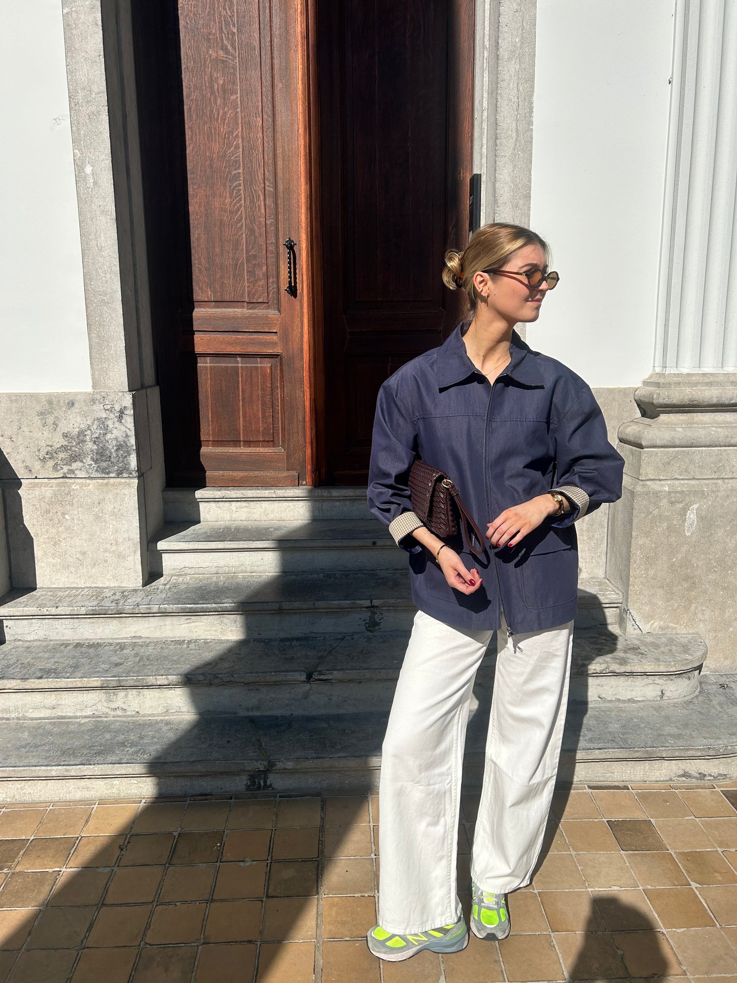 White jeans with cross