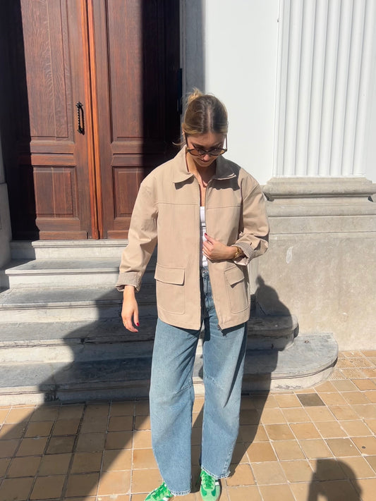 Beige jacket with sleeve detail