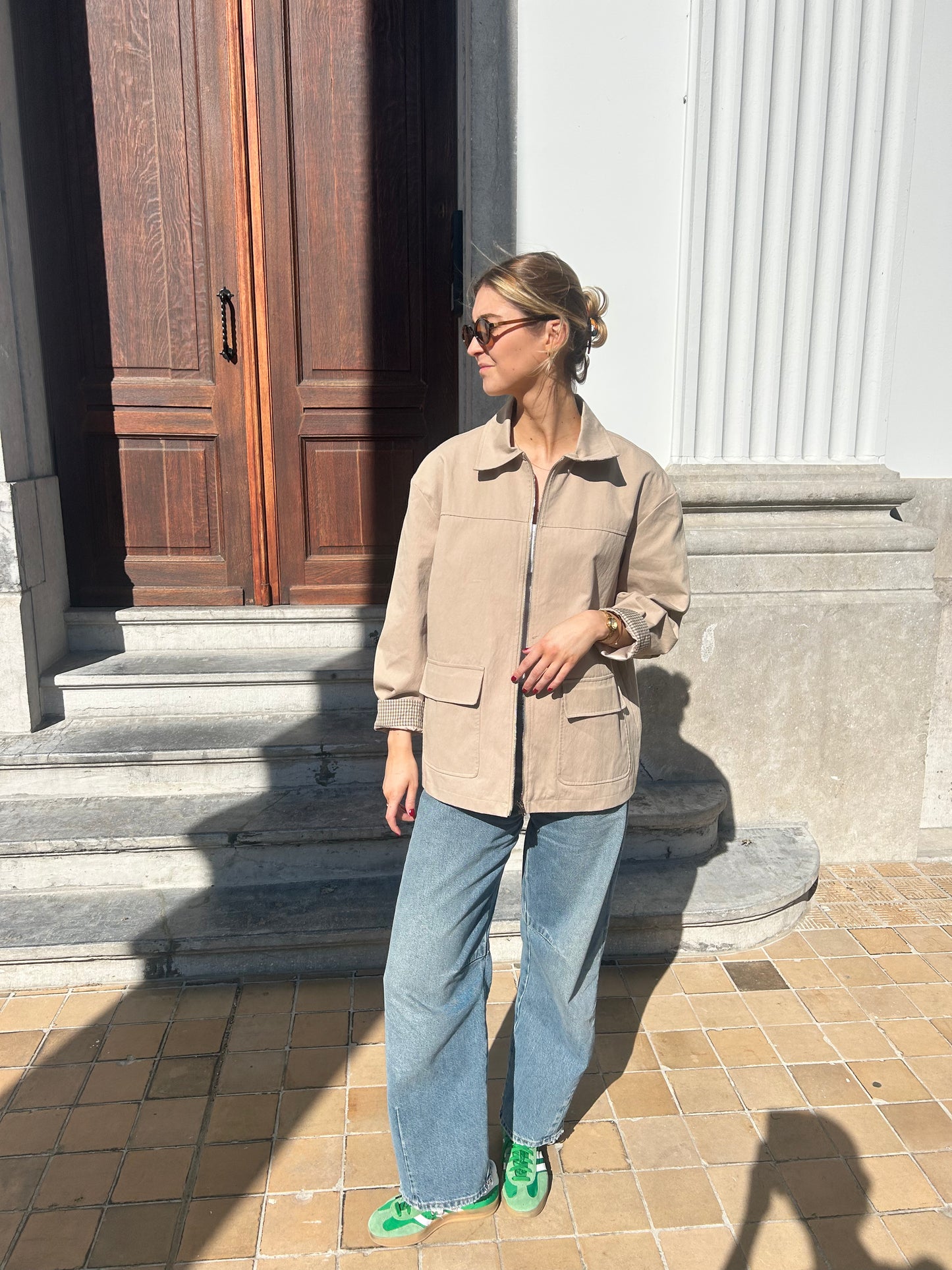 Beige jacket with sleeve detail